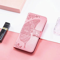 Buy Wallet Case for Motorola, Leather Flip Cover with Card Slots, Wrist Strap, Butterfly Embossed Design, Stand Feature - PENNY at Caseles-Motorola Edge (2026), Rose Gold