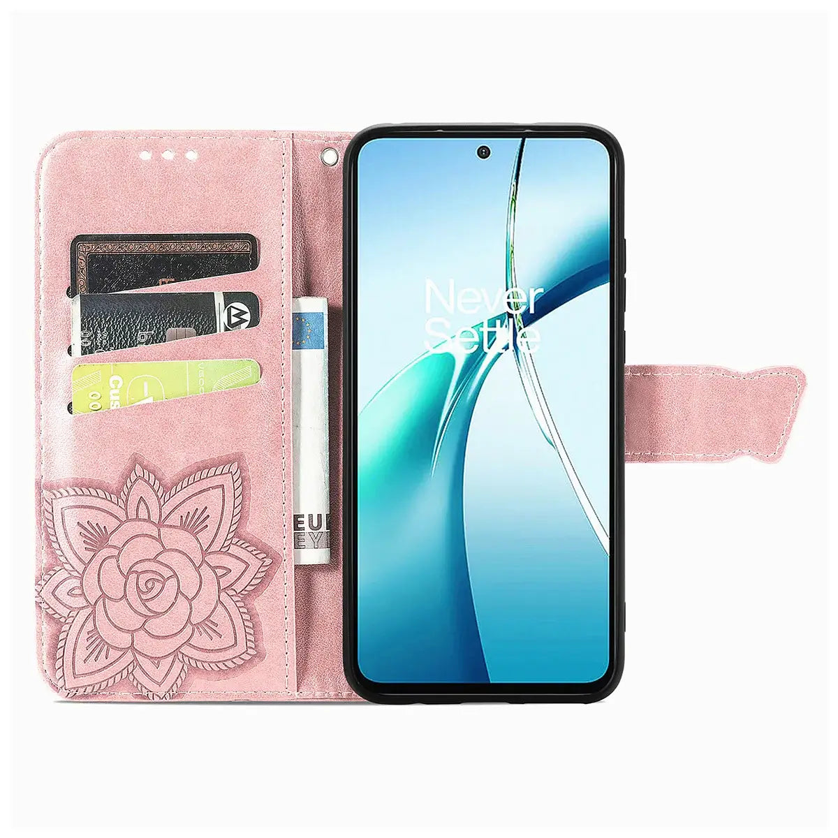 Buy Wallet Case for Motorola, Leather Flip Cover with Card Slots, Wrist Strap, Butterfly Embossed Design, Stand Feature - PENNY at Caseles-Motorola Edge (2026), Rose Gold