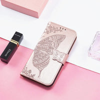 Buy Wallet Case for Motorola, Leather Flip Cover with Card Slots, Wrist Strap, Butterfly Embossed Design, Stand Feature - PENNY at Caseles-Motorola Edge (2026), Rose Gold
