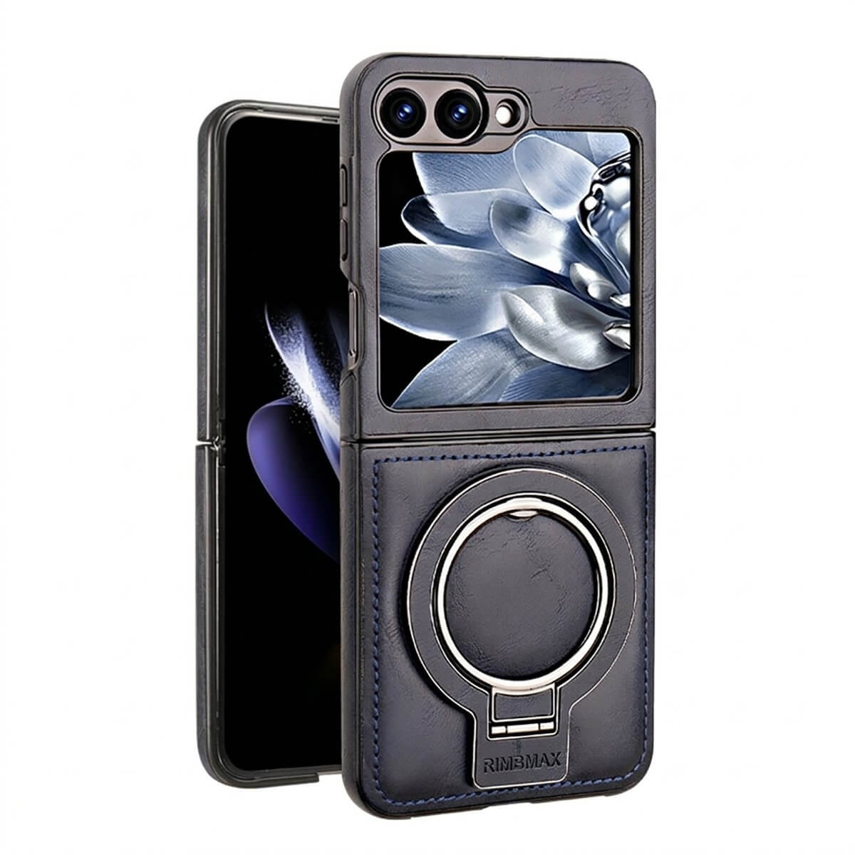 Buy Luxury Leather Magnetic Case for Samsung Z Series, Built-in Invisible Stand, Premium Phone Cover - PHONEX at Caseles-Samsung Galaxy Z Flip 7, Blue