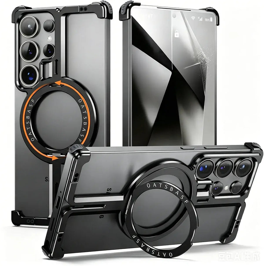 Buy Pi Case, with Invisible Magnetic O-Ring Stand Case, Minimalist Phone Case for Galaxy S - PI at Caseles-Samsung Galaxy S26 Ultra, Black
