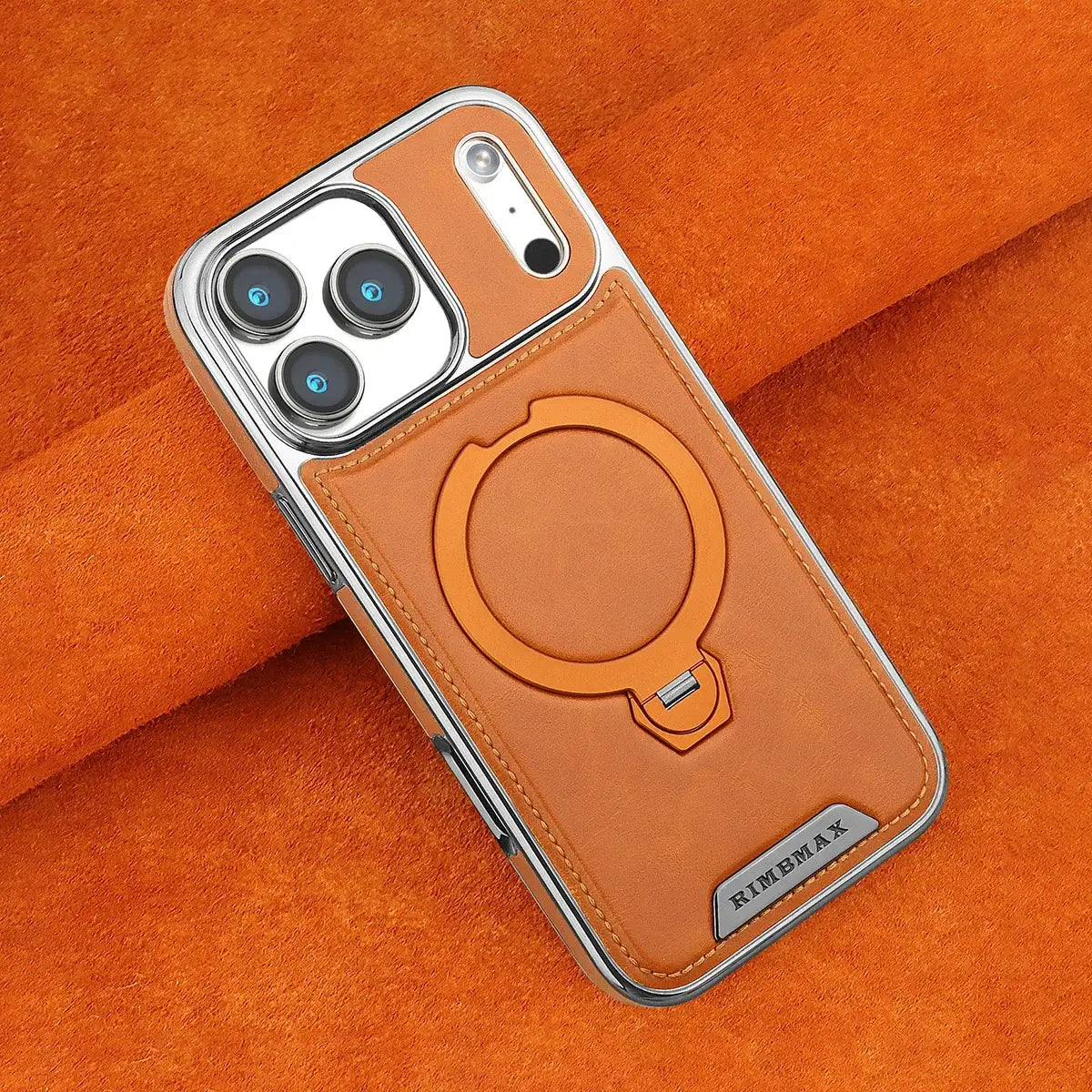 Buy Luxury Leather Invisible Stand for iPhone Case, Transmitg Magnetic Phone Case for iPhone Built-in Invisible Stand - PHOEBE at Caseles-iPhone 17 Pro Max, Bronze