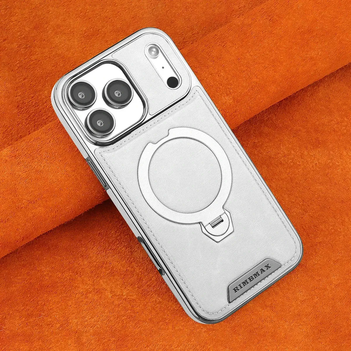 Buy Luxury Leather Invisible Stand for iPhone Case, Transmitg Magnetic Phone Case for iPhone Built-in Invisible Stand - PHOEBE at Caseles-iPhone 17 Pro Max, Gray