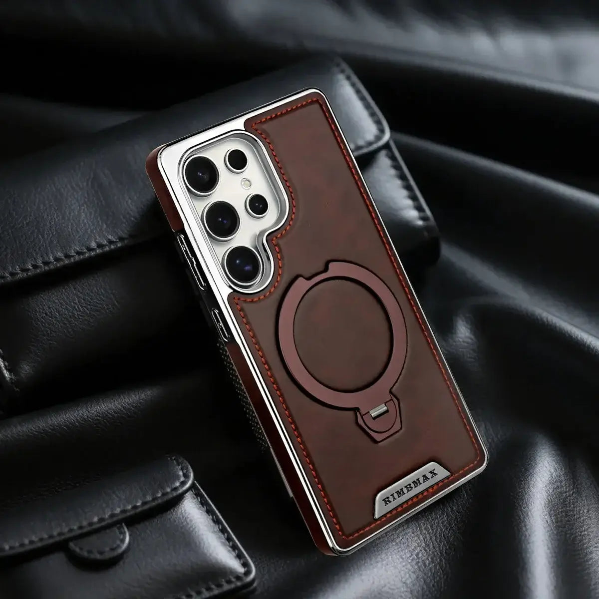 Buy Luxury Leather Invisible Stand Case for Samsung Galaxy: MagSafe & Sleek Protection -Robyn at Caseles -Samsung Galaxy S26 Ultra, Bronze
