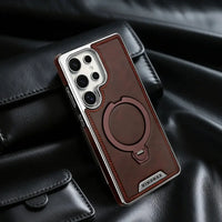 Buy Luxury Leather Invisible Stand Case for Samsung Galaxy: MagSafe & Sleek Protection -Robyn at Caseles -Samsung Galaxy S26 Ultra, Bronze