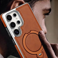 Buy Luxury Leather Invisible Stand Case for Samsung Galaxy: MagSafe & Sleek Protection -Robyn at Caseles -Samsung Galaxy S26 Ultra, Bronze