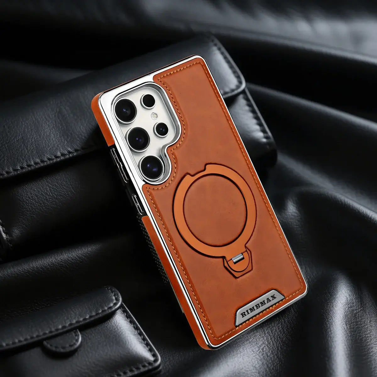 Buy Luxury Leather Invisible Stand Case for Samsung Galaxy: MagSafe & Sleek Protection -Robyn at Caseles -Samsung Galaxy S26 Ultra, Bronze