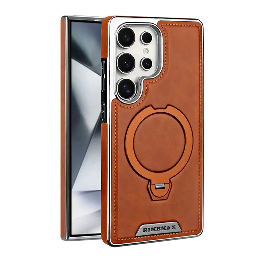 Buy Luxury Leather Invisible Stand Case for Samsung Galaxy: MagSafe & Sleek Protection -Robyn at Caseles -Samsung Galaxy S26 Ultra, Bronze