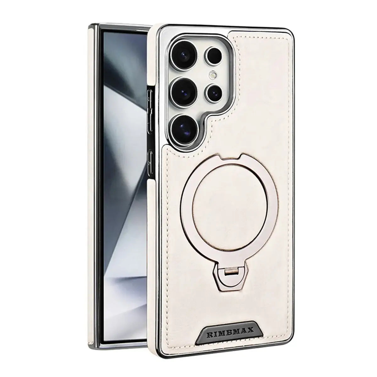 Buy Luxury Leather Invisible Stand Case for Samsung Galaxy: MagSafe & Sleek Protection -Robyn at Caseles -Samsung Galaxy S26 Ultra, White