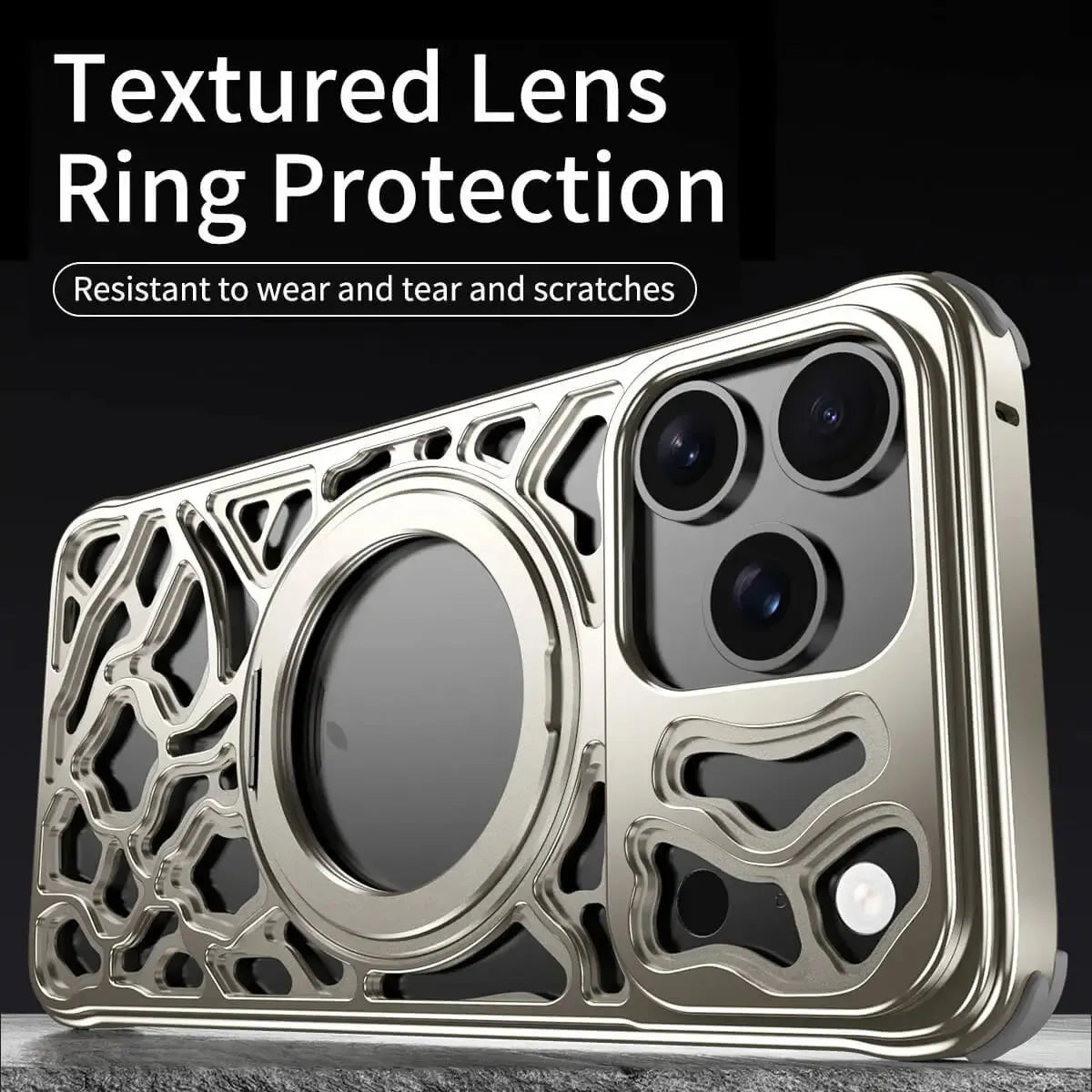 Buy Aluminum Metal Frameless Design Bumper Phone Case for iPhone with Rotatable Ring Holder Magnetic Kickstand Cover - ZEE at Caseles-iPhone 17 Pro Max, Black