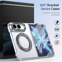 Buy Transparent Magnetic Case with 360° Metal Ring Stand, 1:1 Precise Camera Protection, Screen Protector & 12FT Drop Defense - REVON at Caseles-iPhone Duo, Black