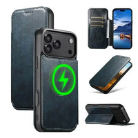 Buy Classic Wallet Phone Case, Support MagSafe Wireless Charging, Magnetic Flip, Premium Leather - SHAKAR at Caseles-iPhone 17 Pro Max, Shakar-Blue