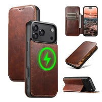 Buy Classic Wallet Phone Case, Support MagSafe Wireless Charging, Magnetic Flip, Premium Leather - SHAKAR at Caseles-iPhone 17 Pro Max, Shakar-Brown