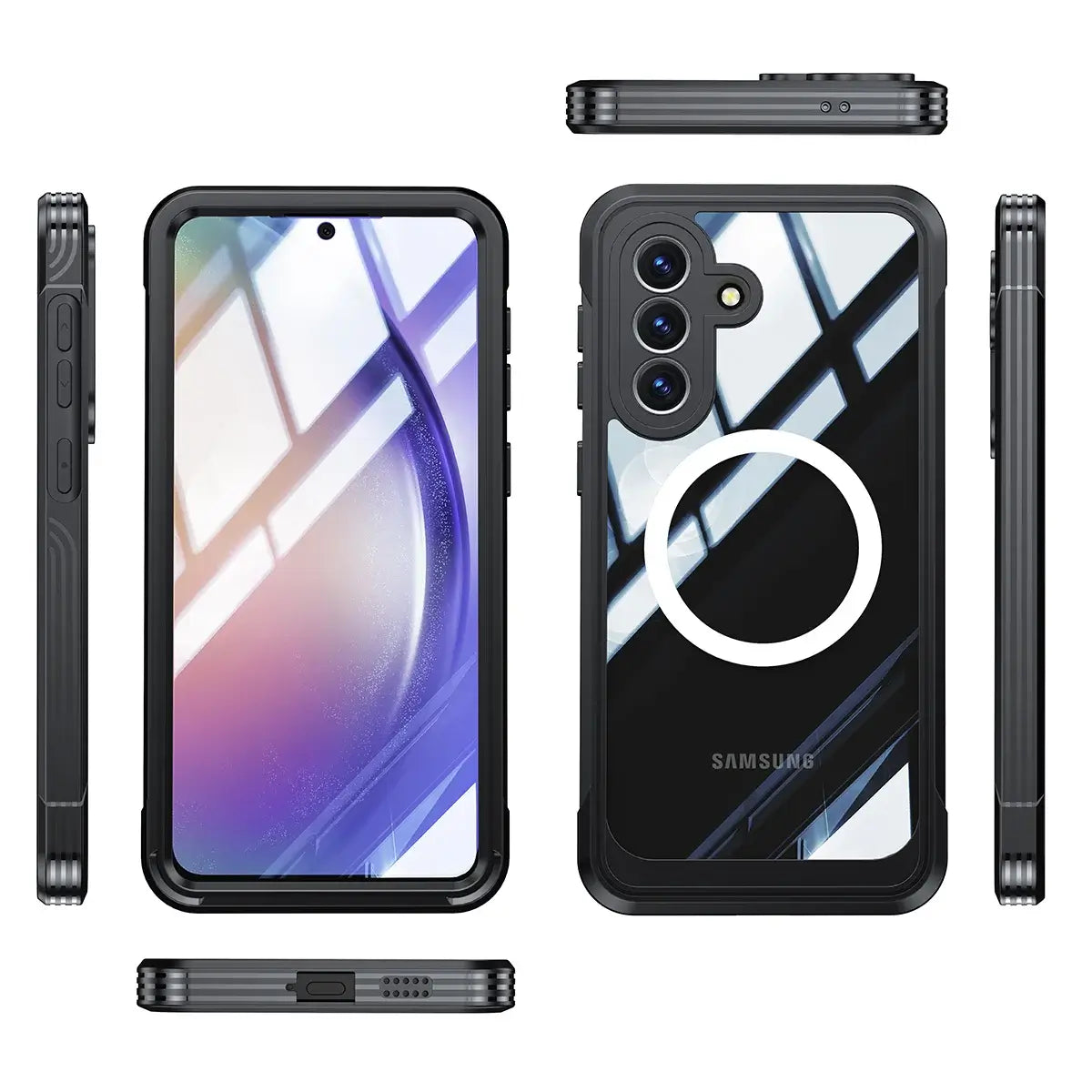 Buy Full-Body Rugged Shield for Samsung A Series: 360° Magnetic Case with Built-in 9H+ Screen Protector - SILO at Caseles-Samsung Galaxy A57 5G, Black