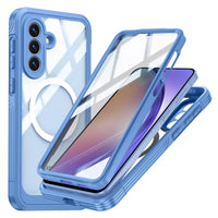 Buy Full-Body Rugged Shield for Samsung A Series: 360° Magnetic Case with Built-in 9H+ Screen Protector - SILO at Caseles-Samsung Galaxy A57 5G, Blue