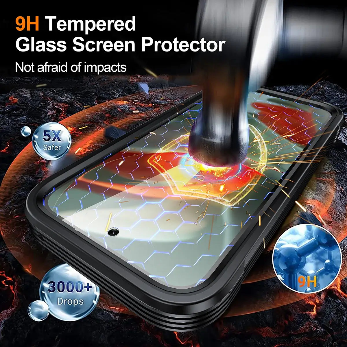 Buy Full-Body Rugged Shield for Google Pixel: 360° Magnetic Case with Built-in 9H+ Screen Protector - SPEX at Caseles-Google Pixel 10 Pro XL, Black