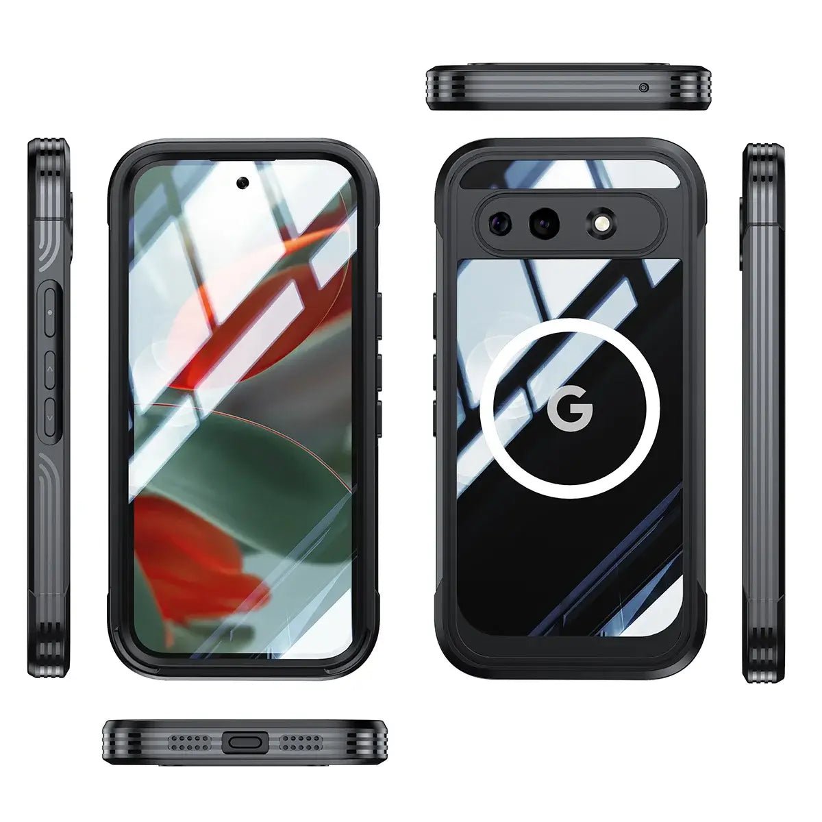 Buy Full-Body Rugged Shield for Google Pixel: 360° Magnetic Case with Built-in 9H+ Screen Protector - SPEX at Caseles-Google Pixel 10 Pro XL, Black