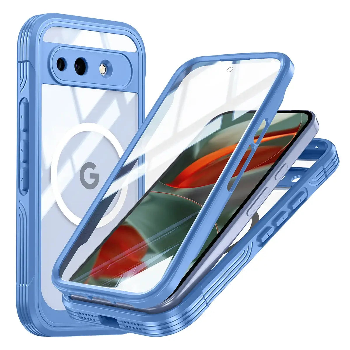 Buy Full-Body Rugged Shield for Google Pixel: 360° Magnetic Case with Built-in 9H+ Screen Protector - SPEX at Caseles-Google Pixel 10 Pro XL, Blue