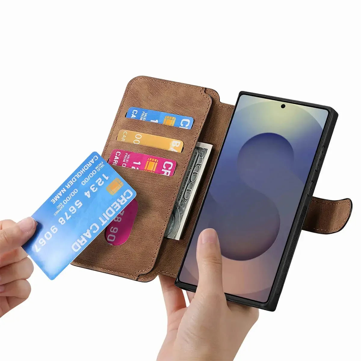 Buy Retro Magnetic Wallet Case, Support Magsafe, Detachable 2in1 Folio Flip Cover, with Card Slots - Stanley at Caseles-Samsung Galaxy A55 5G, Black