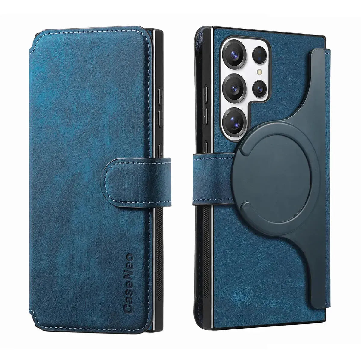 Buy Retro Magnetic Wallet Case, Support Magsafe, Detachable 2in1 Folio Flip Cover, with Card Slots - Stanley at Caseles-Samsung Galaxy A55 5G, Black