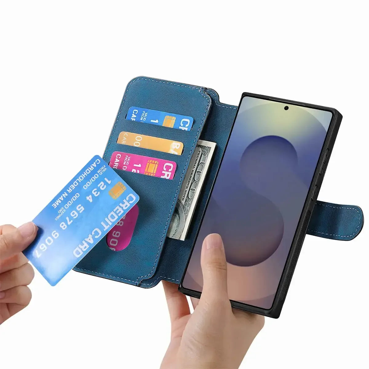Buy Retro Magnetic Wallet Case, Support Magsafe, Detachable 2in1 Folio Flip Cover, with Card Slots - Stanley at Caseles-Samsung Galaxy A55 5G, Black