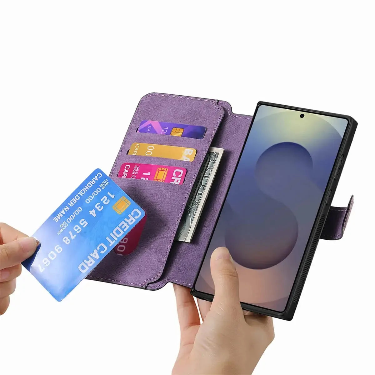 Buy Retro Magnetic Wallet Case, Support Magsafe, Detachable 2in1 Folio Flip Cover, with Card Slots - Stanley at Caseles-Samsung Galaxy A55 5G, Black