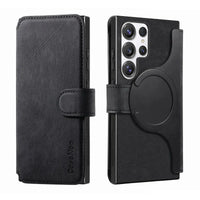 Buy Retro Magnetic Wallet Case, Support Magsafe, Detachable 2in1 Folio Flip Cover, with Card Slots - Stanley at Caseles-Samsung Galaxy A55 5G, Black