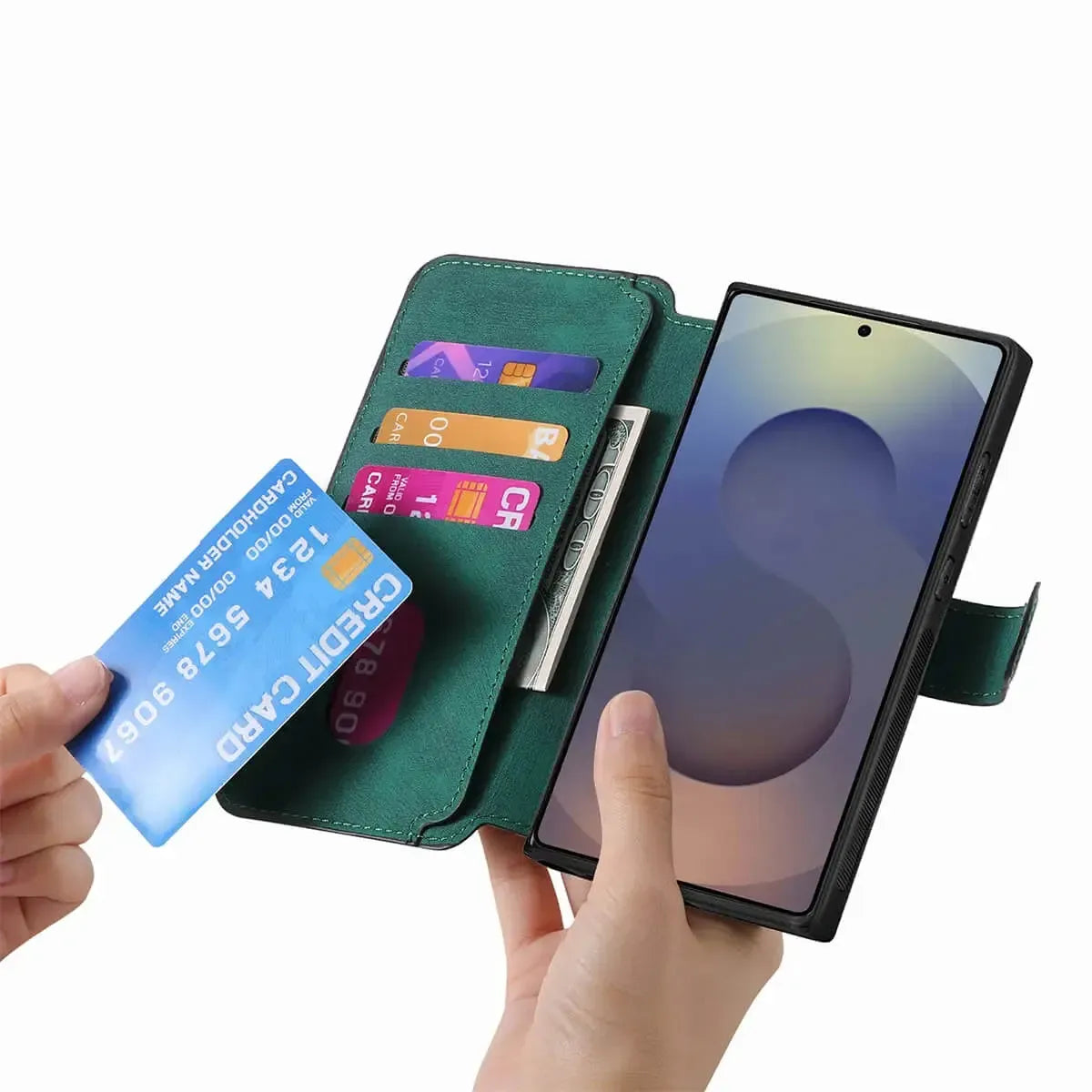 Buy Retro Magnetic Wallet Case, Support Magsafe, Detachable 2in1 Folio Flip Cover, with Card Slots - Stanley at Caseles-Samsung Galaxy A55 5G, Black