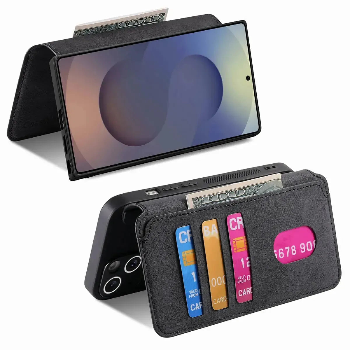 Buy Retro Magnetic Wallet Case, Support Magsafe, Detachable 2in1 Folio Flip Cover, with Card Slots - Stanley at Caseles-Samsung Galaxy A55 5G, Black