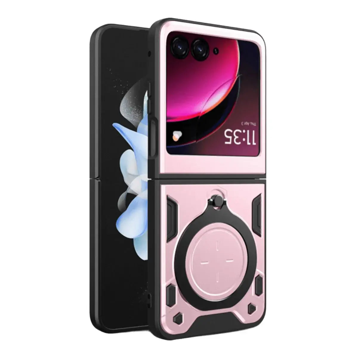 Buy Industrial Armor for Moto Razr: Magnetic Ring Stand, 2-in-1 Shockproof Heavy-Duty Case - Tal at Caseles-Motorola Razr Ultra (2025), Pink