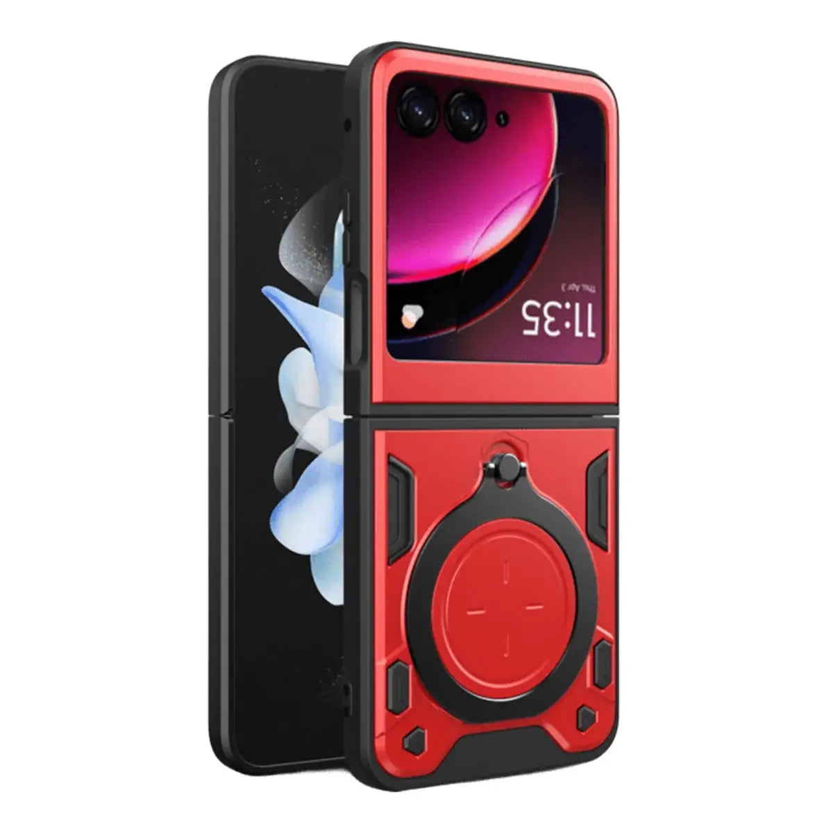 Buy Industrial Armor for Moto Razr: Magnetic Ring Stand, 2-in-1 Shockproof Heavy-Duty Case - Tal at Caseles-Motorola Razr Ultra (2025), Red