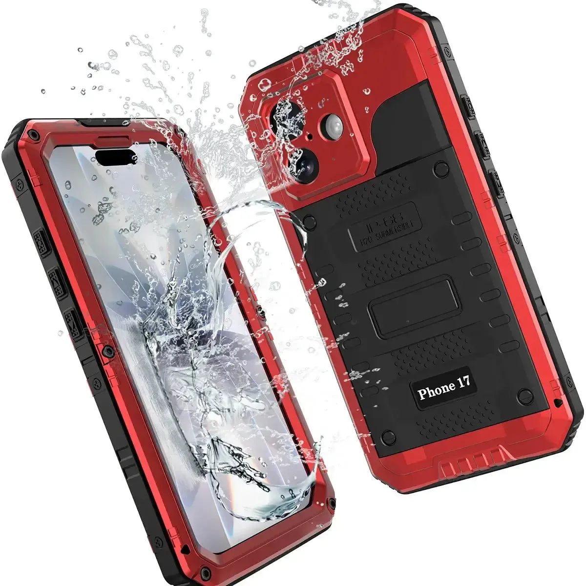 Buy Metal Waterproof Phone Case, with Built in Screen Protector, FullBody Protective Shockproof Heavy Duty Rugged Defender Cover - TIVON at Caseles-iPhone 17 Pro Max, Tivon-Black