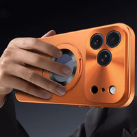 Buy Caseles Anti-Spy Metal Armor for iPhone: 360° Rotating Stand, 9H Privacy Glass & MagSafe Shield - VADEN at Caseles-iPhone 17 Pro Max, Orange