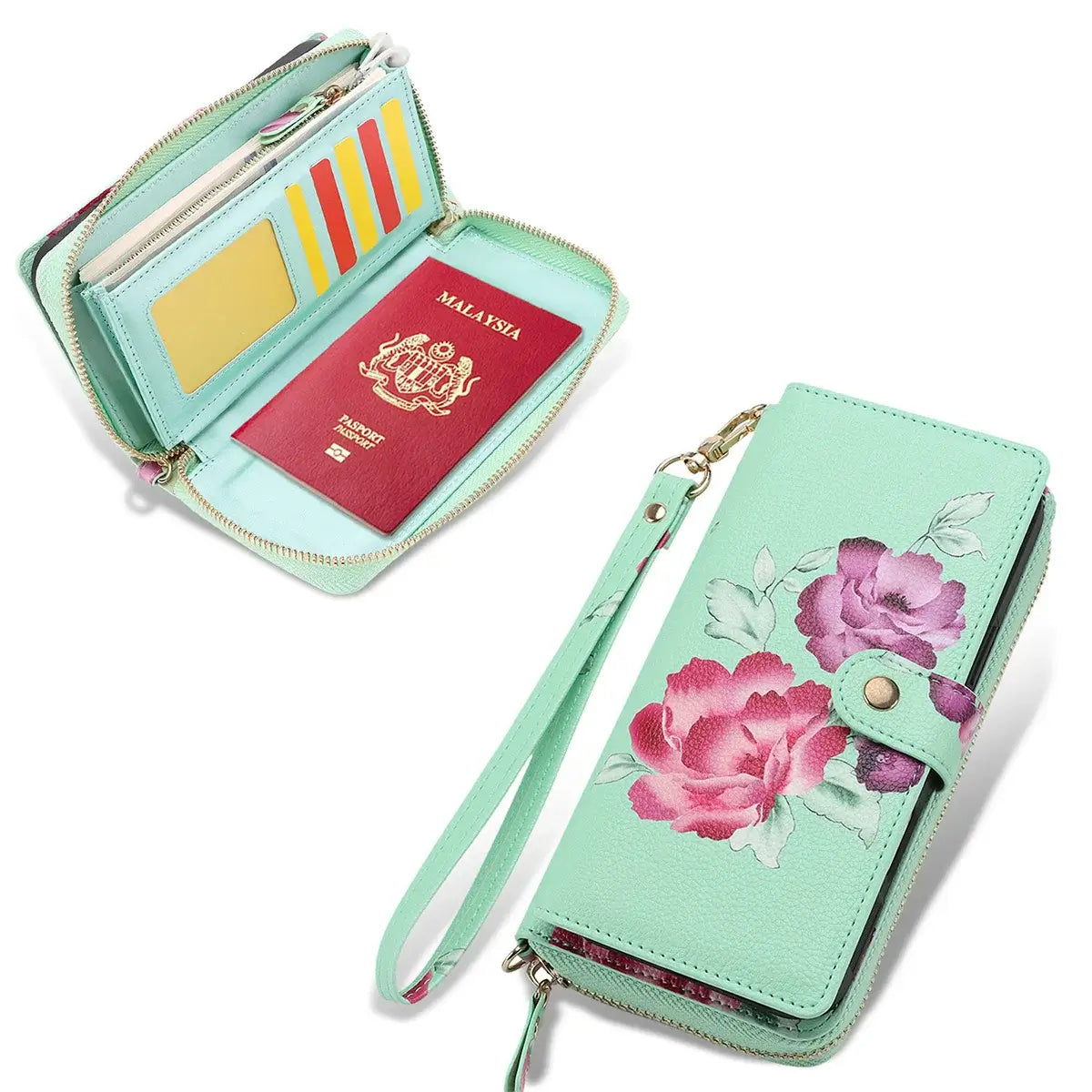 Buy 2-in-1 Floral Armor for iPhone: 15 Card Slots, Anti-Spy Shield, RFID Protection & MagSafe - Vala at Caseles-iPhone 17 Pro Max, Black