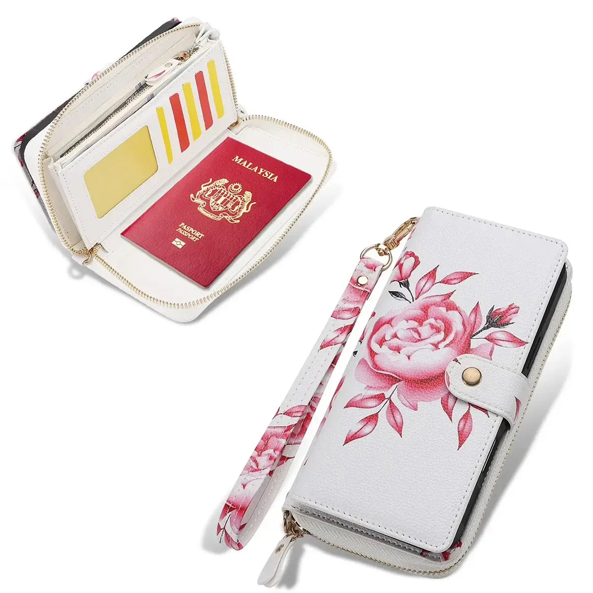 Buy 2-in-1 Floral Armor for iPhone: 15 Card Slots, Anti-Spy Shield, RFID Protection & MagSafe - Vala at Caseles-iPhone 17 Pro Max, Black