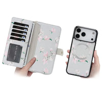 Buy 2-in-1 Floral Armor for iPhone: 15 Card Slots, Anti-Spy Shield, RFID Protection & MagSafe - Vala at Caseles-iPhone 17 Pro Max, Black