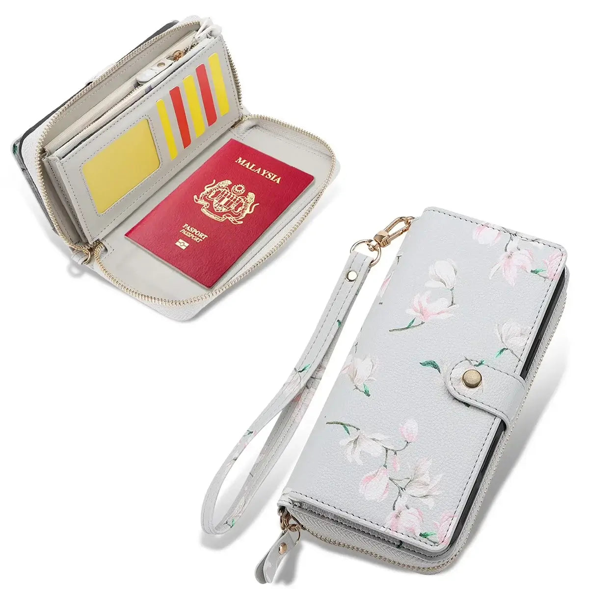 Buy 2-in-1 Floral Armor for iPhone: 15 Card Slots, Anti-Spy Shield, RFID Protection & MagSafe - Vala at Caseles-iPhone 17 Pro Max, Black