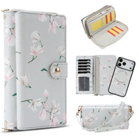 Buy 2-in-1 Floral Armor for iPhone: 15 Card Slots, Anti-Spy Shield, RFID Protection & MagSafe - Vala at Caseles-iPhone 17 Pro Max, Gray