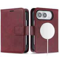 Buy MagSafe Compatible Leather Flip Wallet with RFID Blocking, 2 Card Slots, 1 Cash Slot & Detachable Magnetic Phone Cover for iPhone Duo - VALEN at Caseles-iPhone Duo, Black