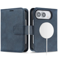 Buy MagSafe Compatible Leather Flip Wallet with RFID Blocking, 2 Card Slots, 1 Cash Slot & Detachable Magnetic Phone Cover for iPhone Duo - VALEN at Caseles-iPhone Duo, Black