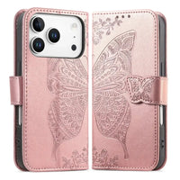 Buy Wallet Case for iPhone, Leather Flip Cover with Card Slots, Wrist Strap, Butterfly Embossed Design, Stand Feature - VANNY at Caseles-iPhone 17 Pro Max, Black