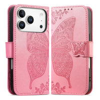 Buy Wallet Case for iPhone, Leather Flip Cover with Card Slots, Wrist Strap, Butterfly Embossed Design, Stand Feature - VANNY at Caseles-iPhone 17 Pro Max, Black