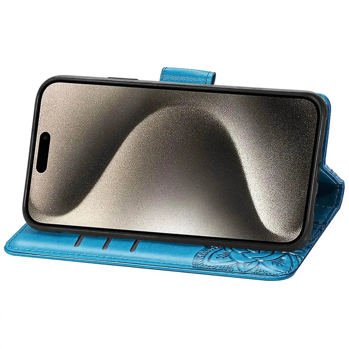Buy Wallet Case for iPhone, Leather Flip Cover with Card Slots, Wrist Strap, Butterfly Embossed Design, Stand Feature - VANNY at Caseles-iPhone 16 Pro Max, Black