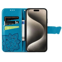 Buy Wallet Case for iPhone, Leather Flip Cover with Card Slots, Wrist Strap, Butterfly Embossed Design, Stand Feature - VANNY at Caseles-iPhone 16 Pro Max, Black