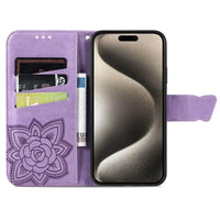 Buy Wallet Case for iPhone, Leather Flip Cover with Card Slots, Wrist Strap, Butterfly Embossed Design, Stand Feature - VANNY at Caseles-iPhone 16 Pro Max, Black