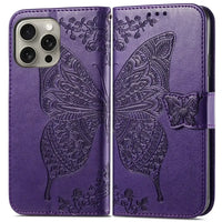 Buy Wallet Case for iPhone, Leather Flip Cover with Card Slots, Wrist Strap, Butterfly Embossed Design, Stand Feature - VANNY at Caseles-iPhone 17 Pro Max, Black