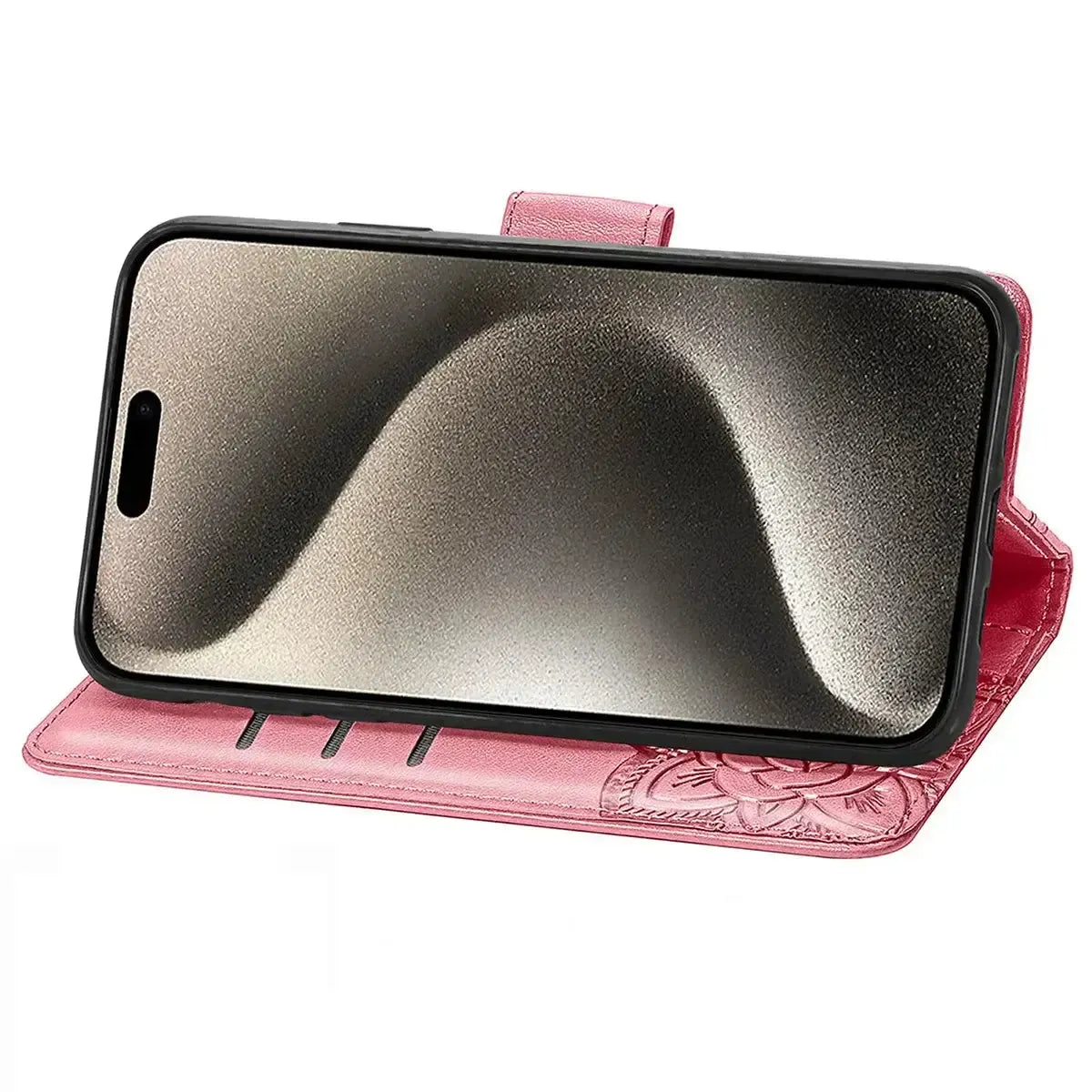 Buy Wallet Case for iPhone, Leather Flip Cover with Card Slots, Wrist Strap, Butterfly Embossed Design, Stand Feature - VANNY at Caseles-iPhone 17 Pro Max, Black
