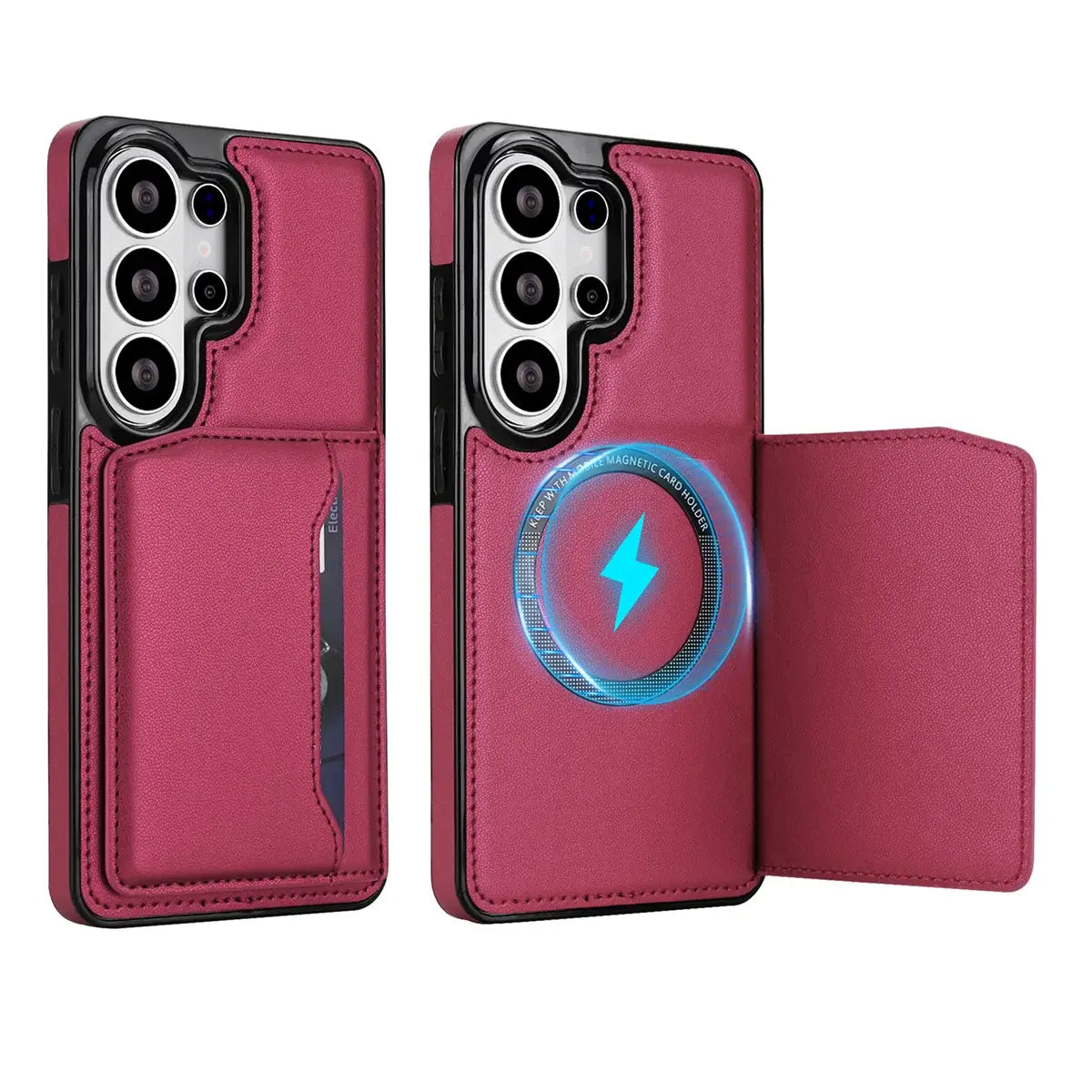 Buy Shockproof Protective Case with Card Holder, Magnetic Charging Compatibility & Hands-Free Viewing Stand - Vaun at Caseles-Samsung Galaxy S26 Ultra, Black