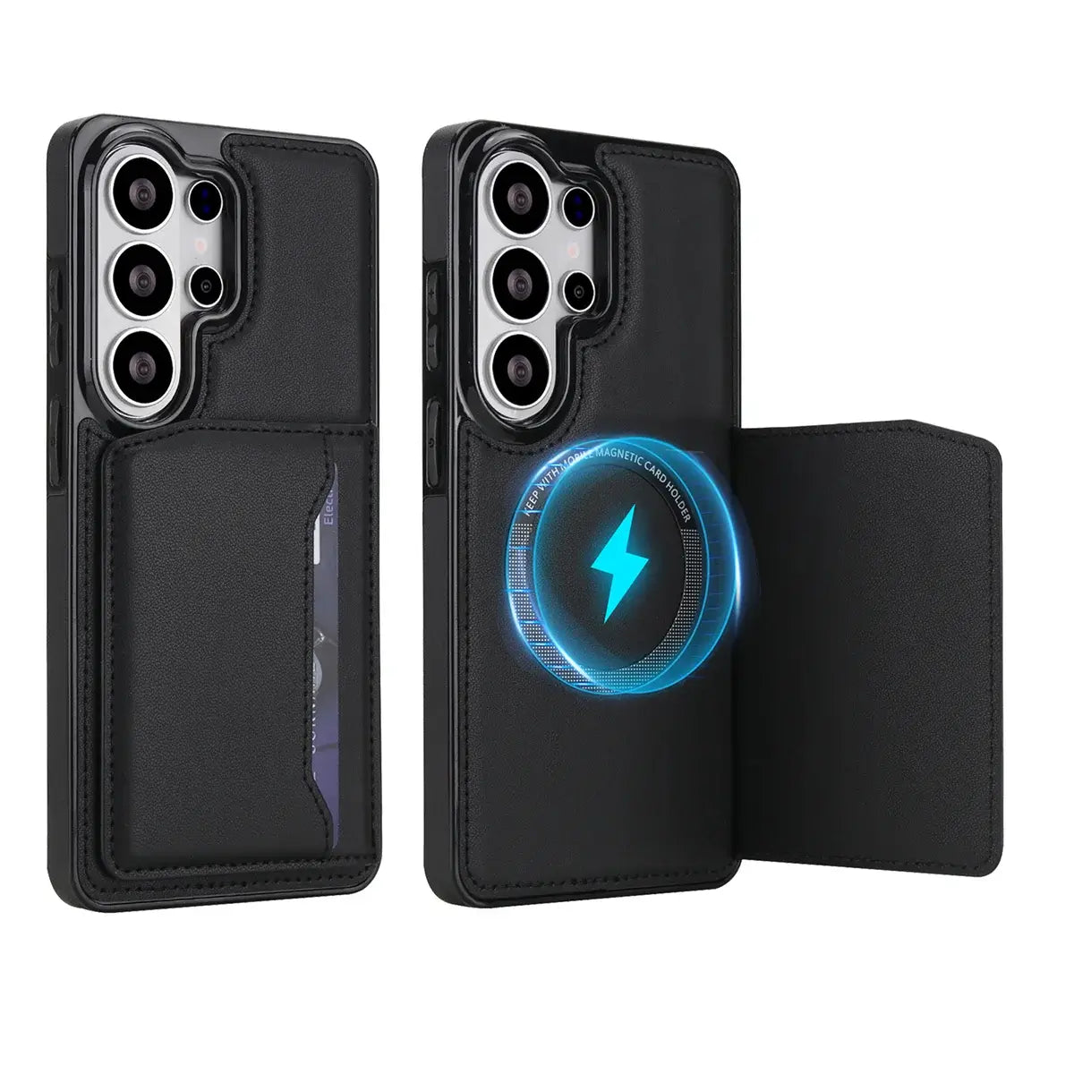 Buy Shockproof Protective Case with Card Holder, Magnetic Charging Compatibility & Hands-Free Viewing Stand - Vaun at Caseles-Samsung Galaxy S26 Ultra, Black