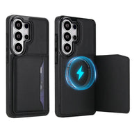 Buy Shockproof Protective Case with Card Holder, Magnetic Charging Compatibility & Hands-Free Viewing Stand - Vaun at Caseles-Samsung Galaxy S26 Ultra, Black
